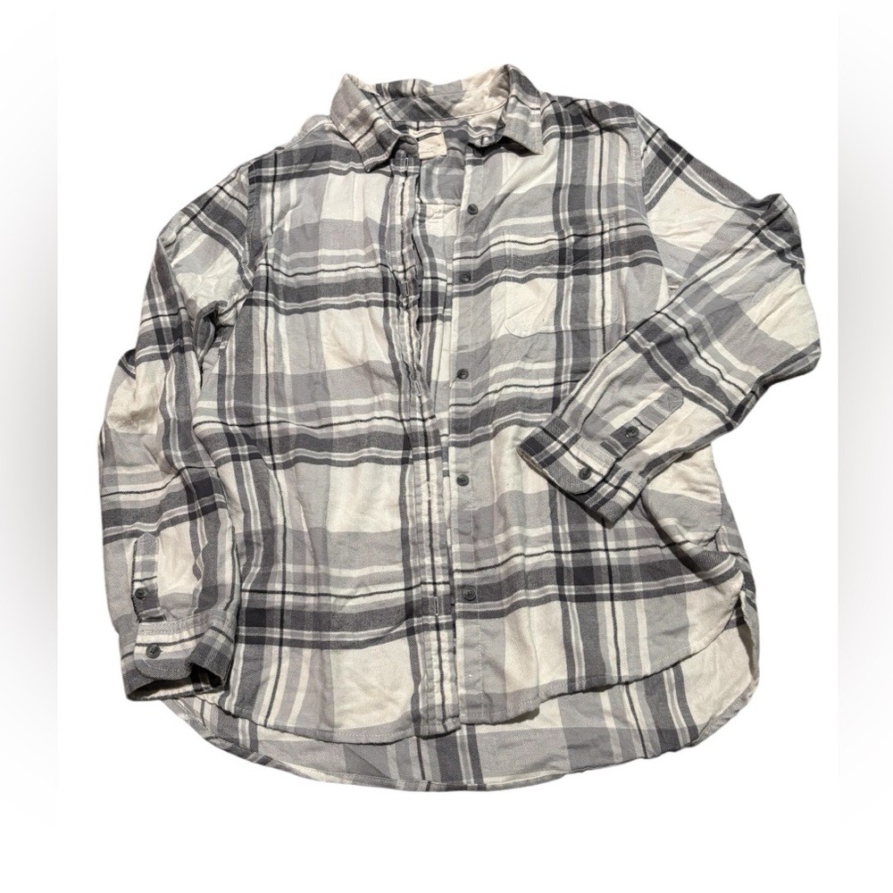 American Eagle Outfitters Boyfriend Fit Gray Plaid Shirt